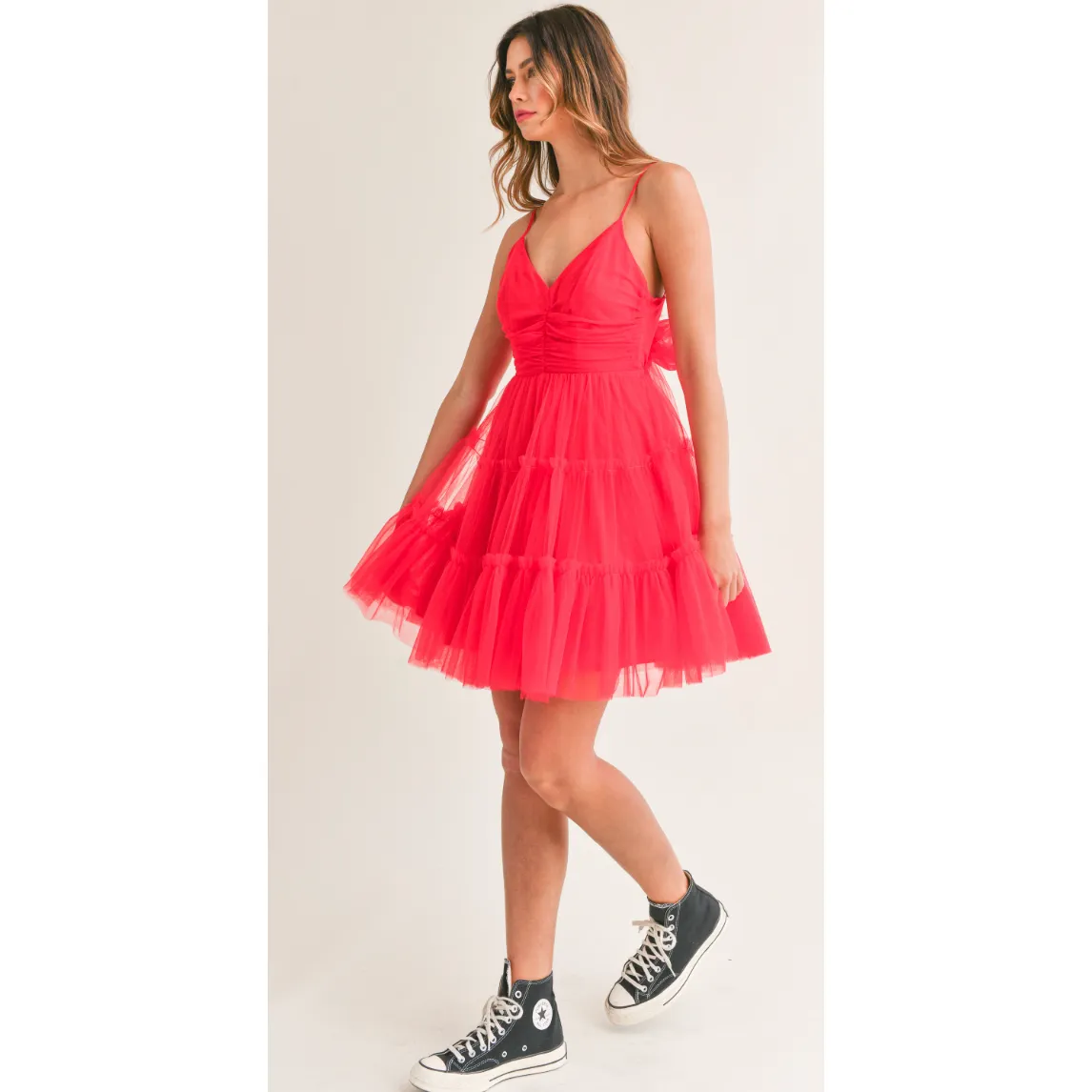 The Martha Red Tulle Mini Dress