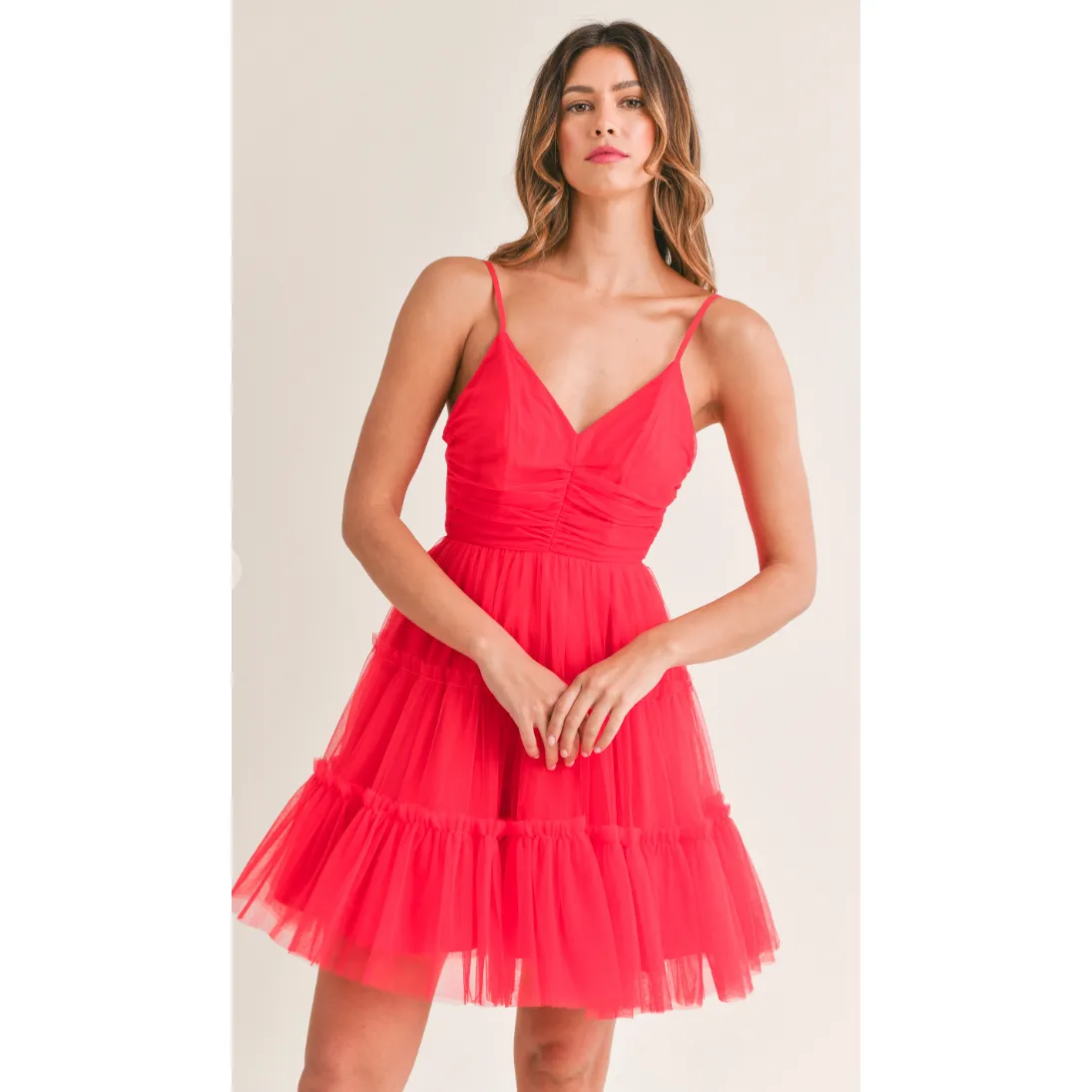 The Martha Red Tulle Mini Dress