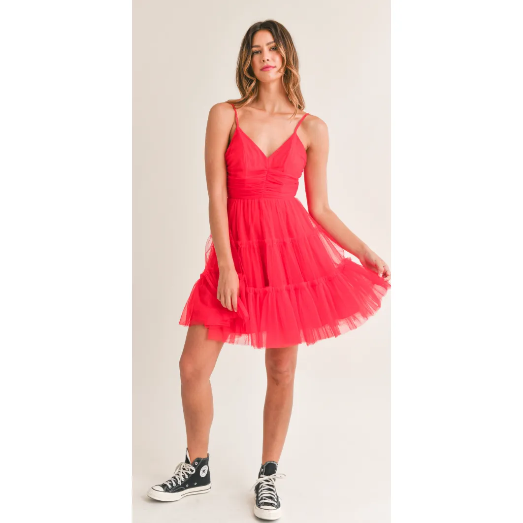 The Martha Red Tulle Mini Dress