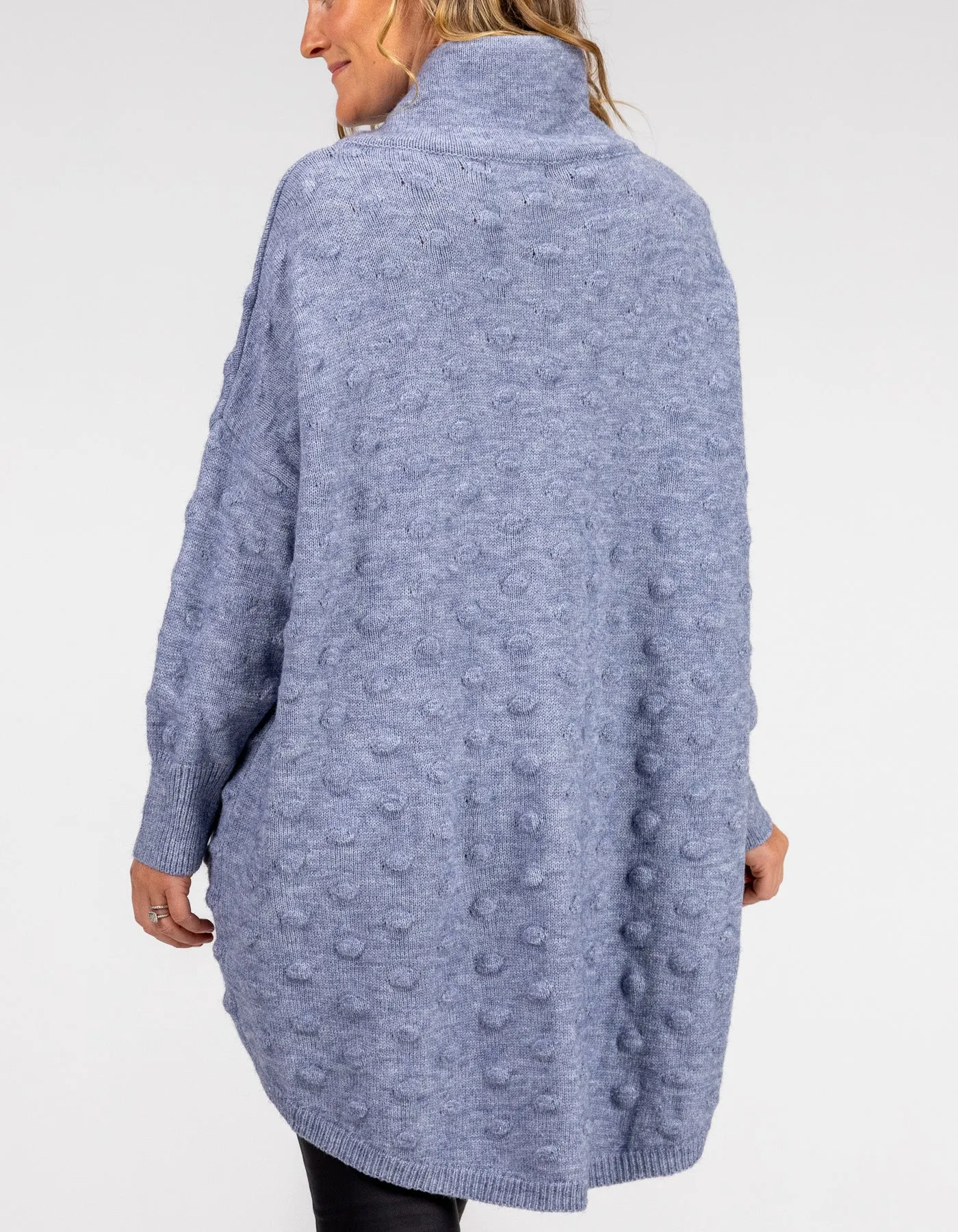 Theo Oversize Bubble Knit Jumper in Light Blue