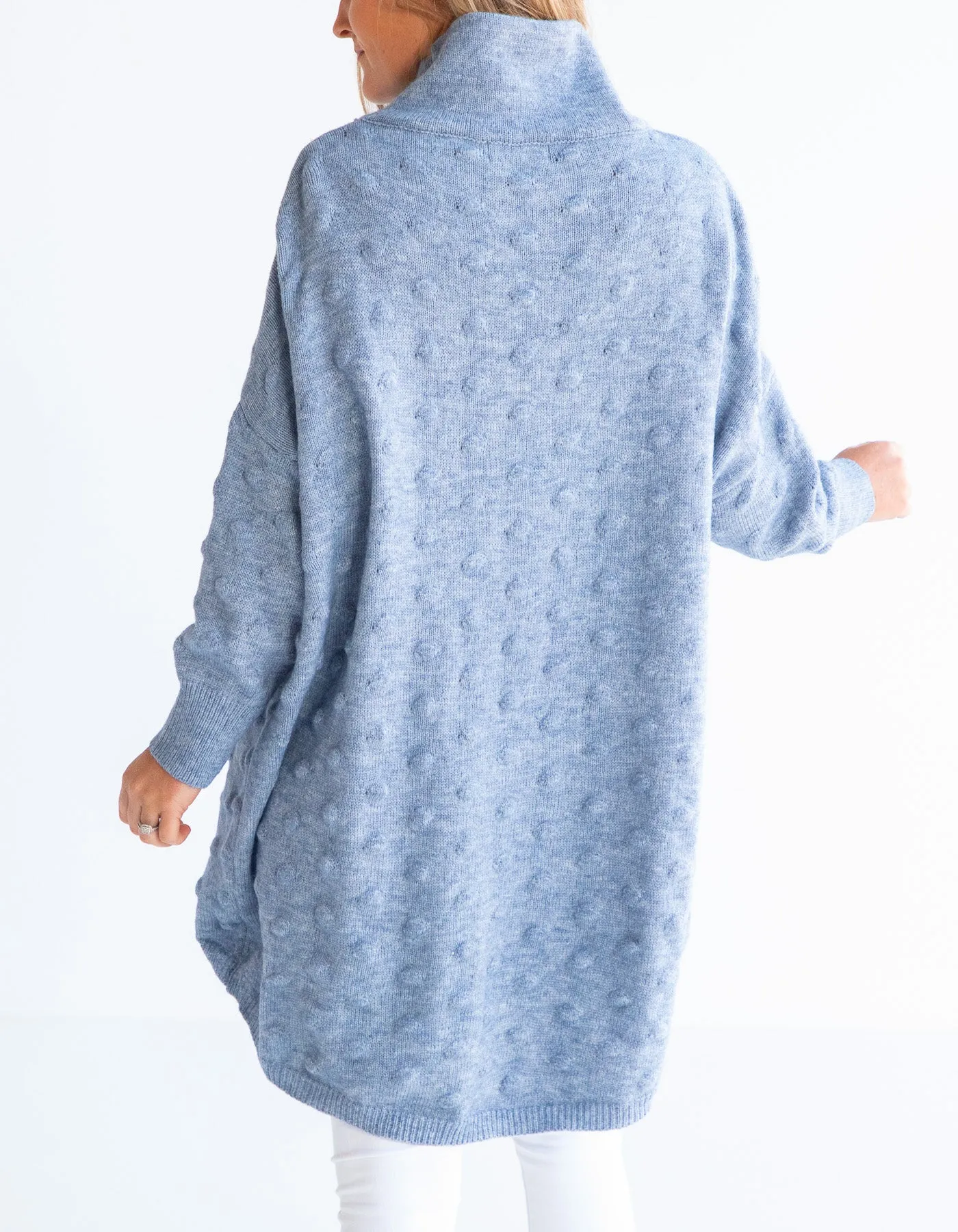 Theo Oversize Bubble Knit Jumper in Light Blue