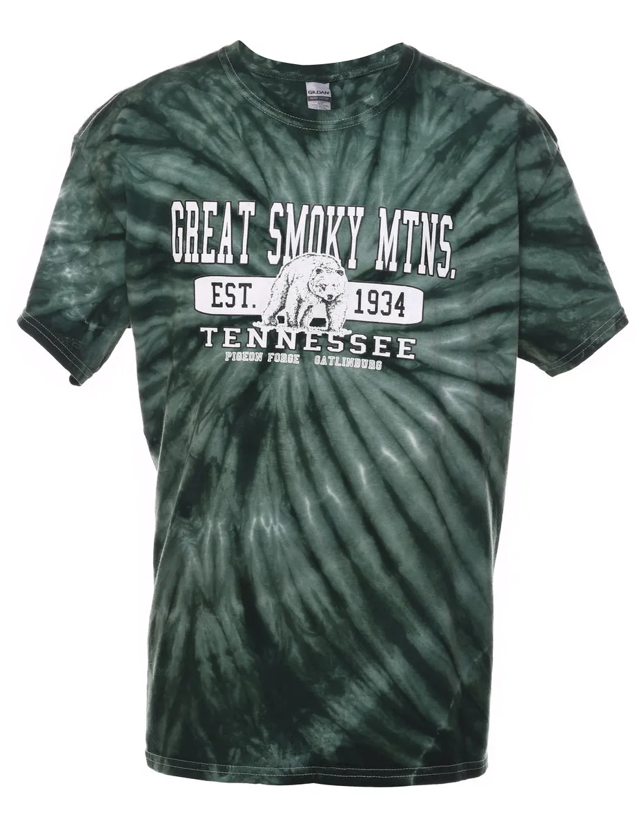 Tie Dye Great Smoky MTNS. Printed T-shirt - L