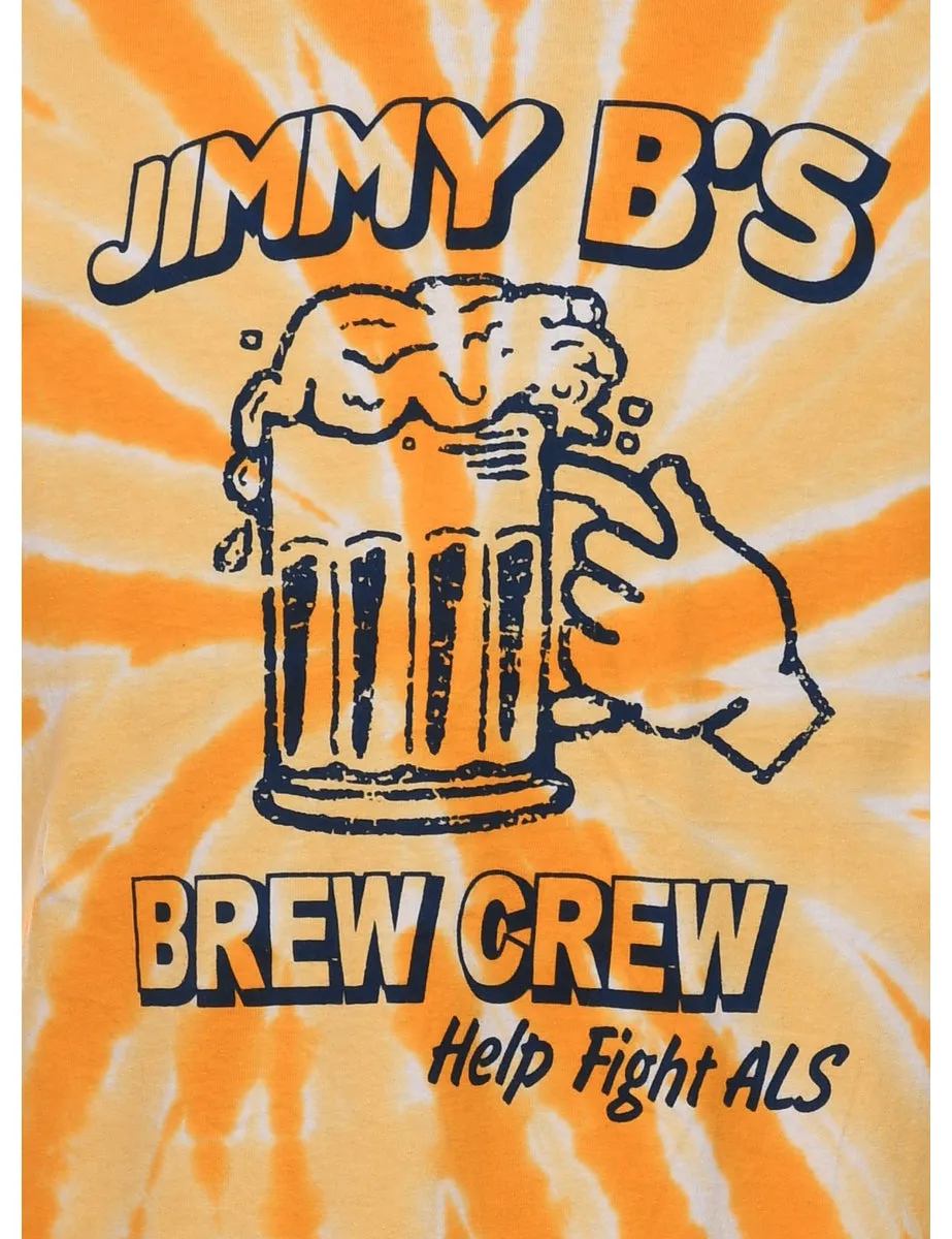 Tie Dye Yellow & Orange Jimmy B's Printed T-shirt - M