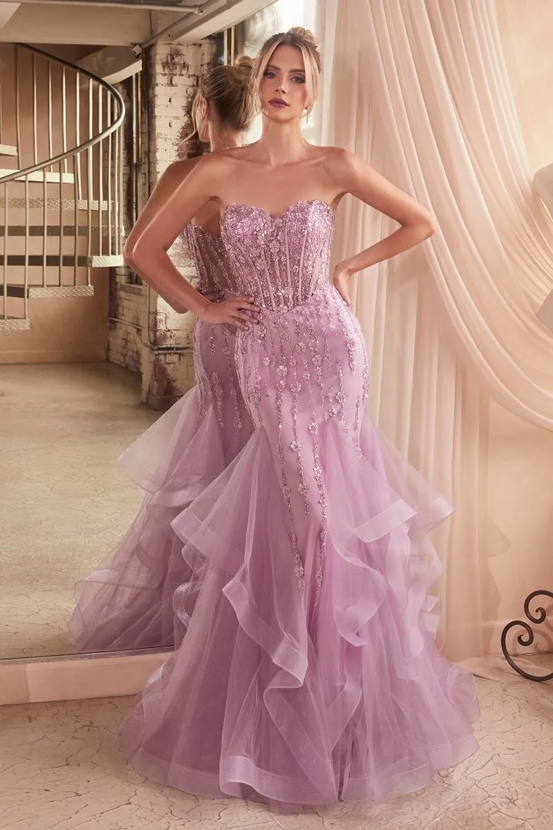 Tiered Mermaid Prom Gown CD332