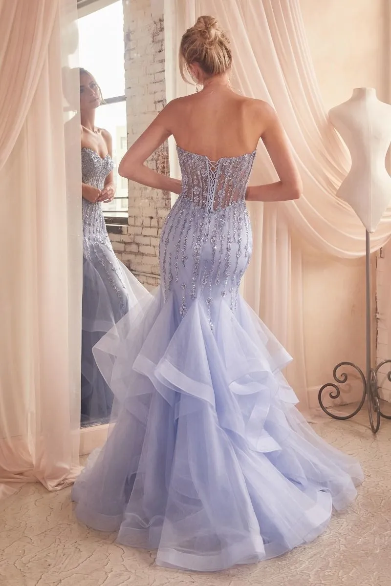 Tiered Mermaid Prom Gown CD332