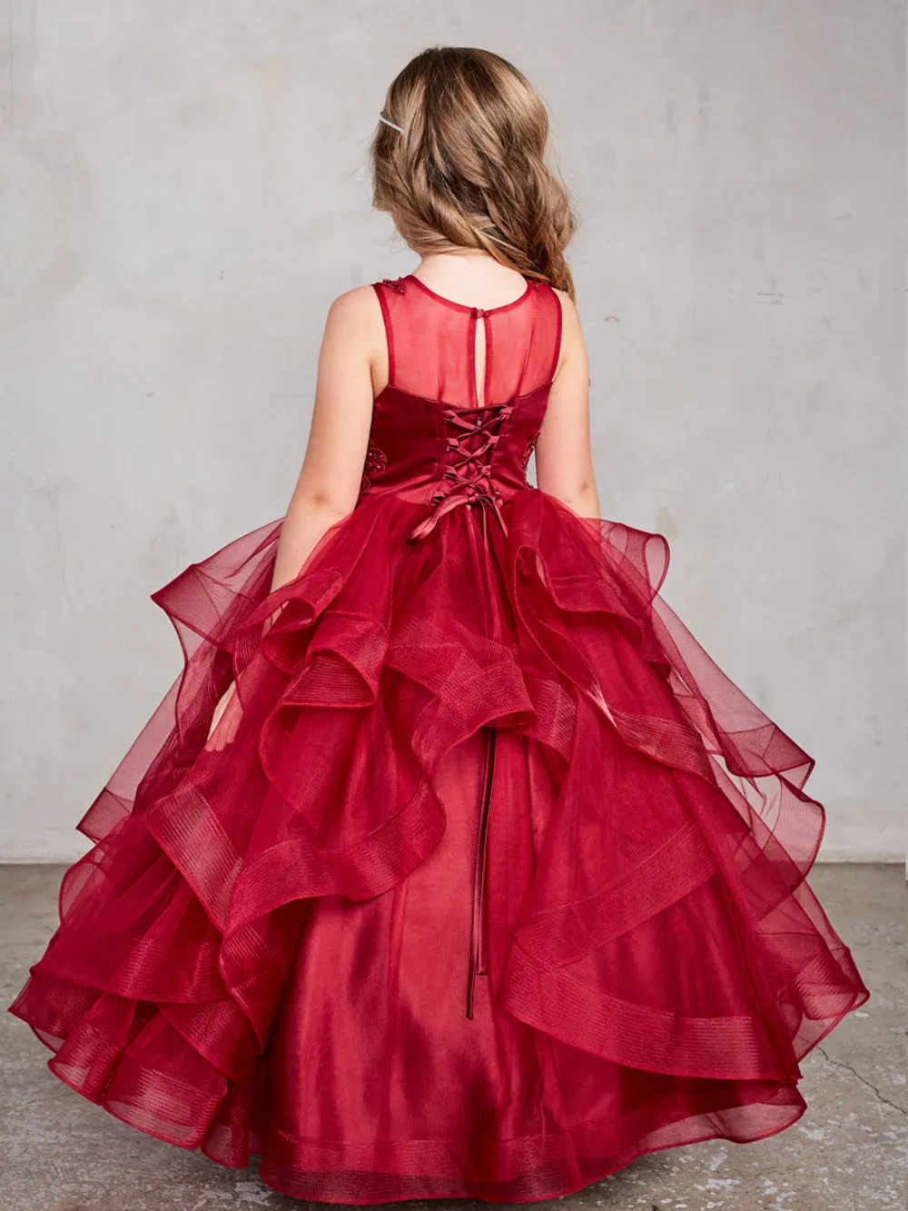 TK7018 Burgundy Princess Dress  (2-18 years)