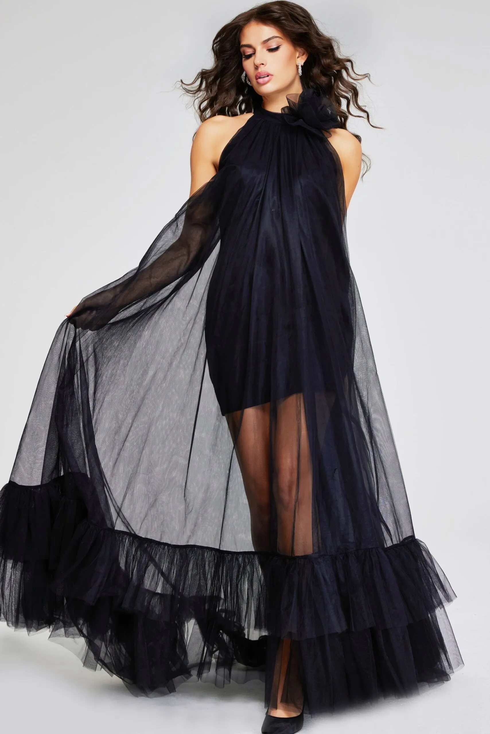 Tulle Sleeveless Sheer A-line Gown by Jovani 38720