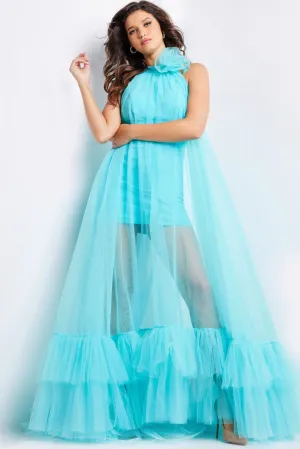 Tulle Sleeveless Sheer A-line Gown by Jovani 38720