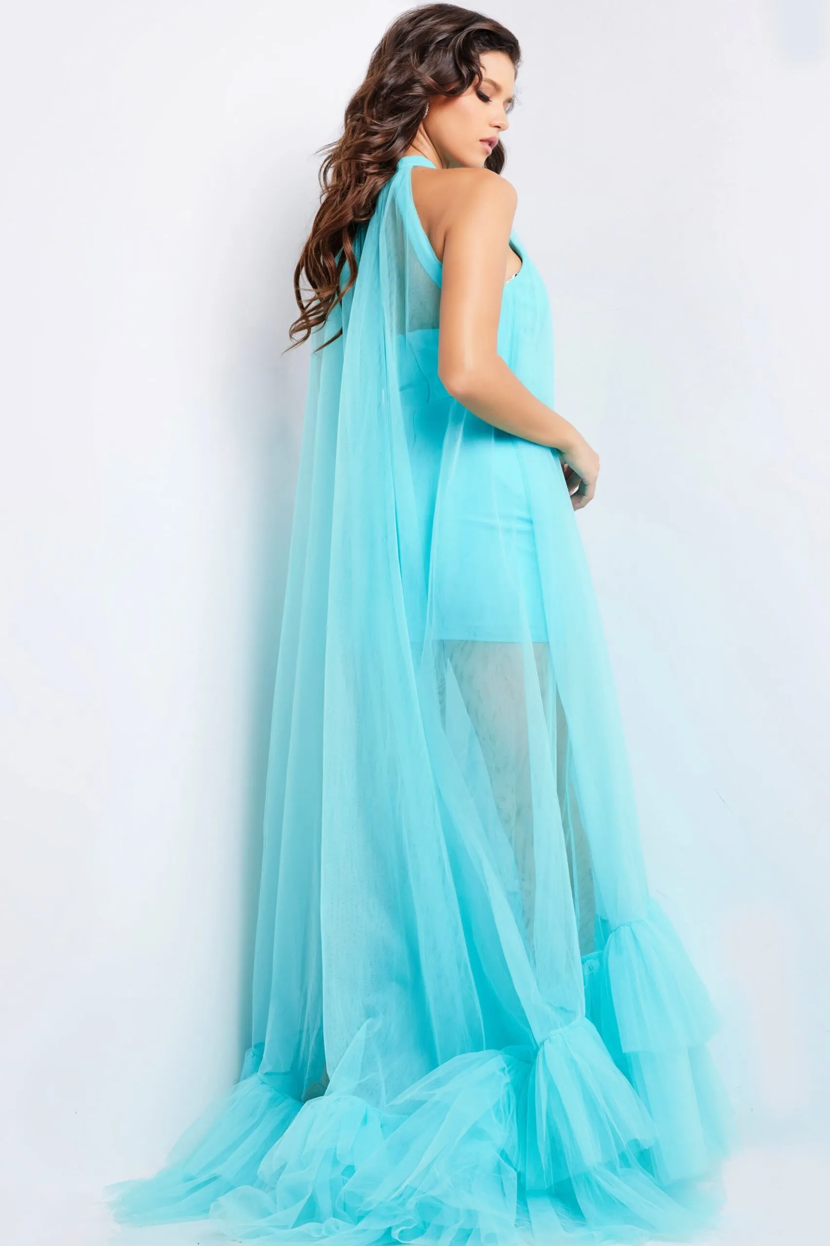 Tulle Sleeveless Sheer A-line Gown by Jovani 38720