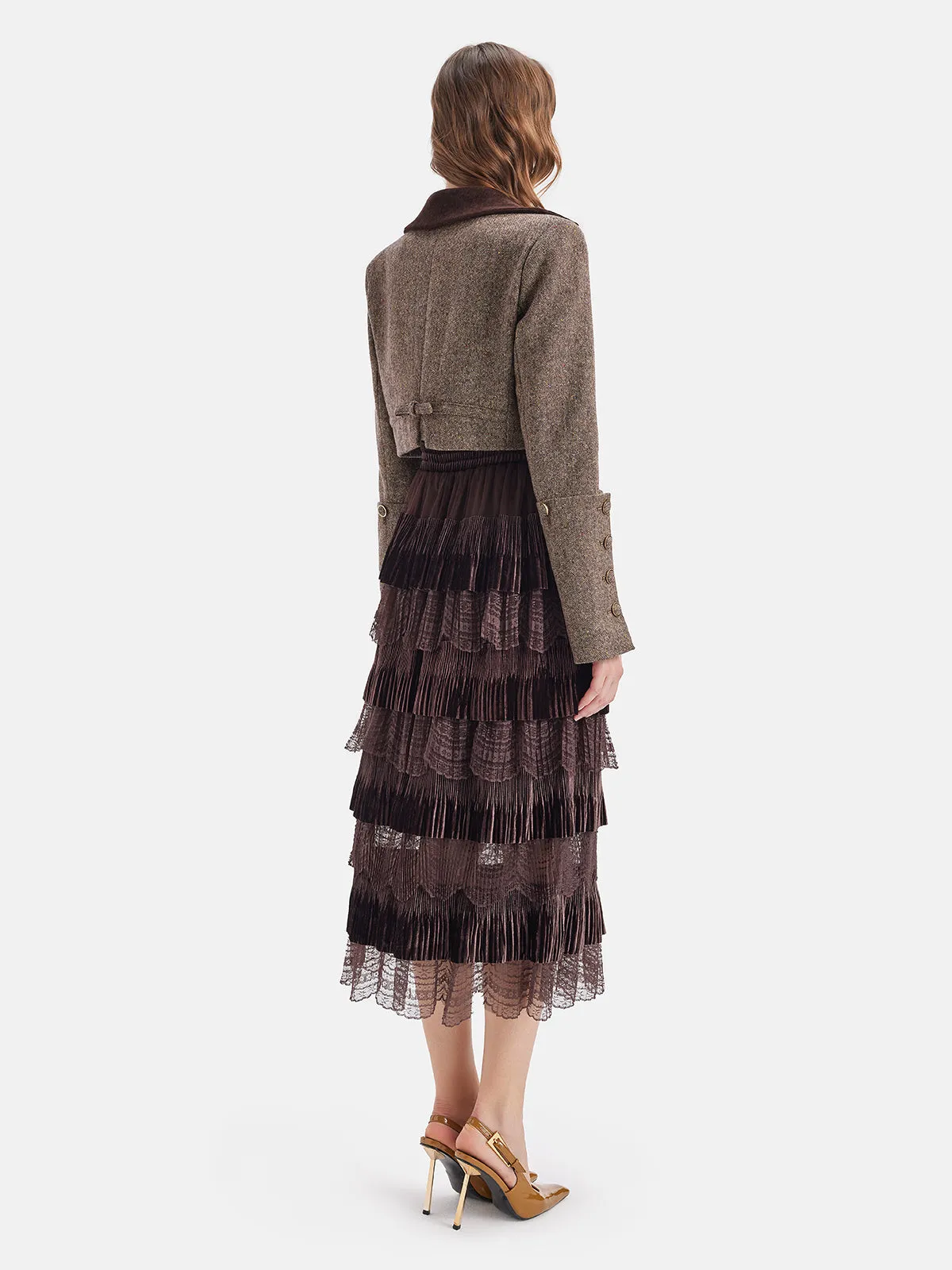 Velvet Lace Patchwork Cake Skirt - Star Queen