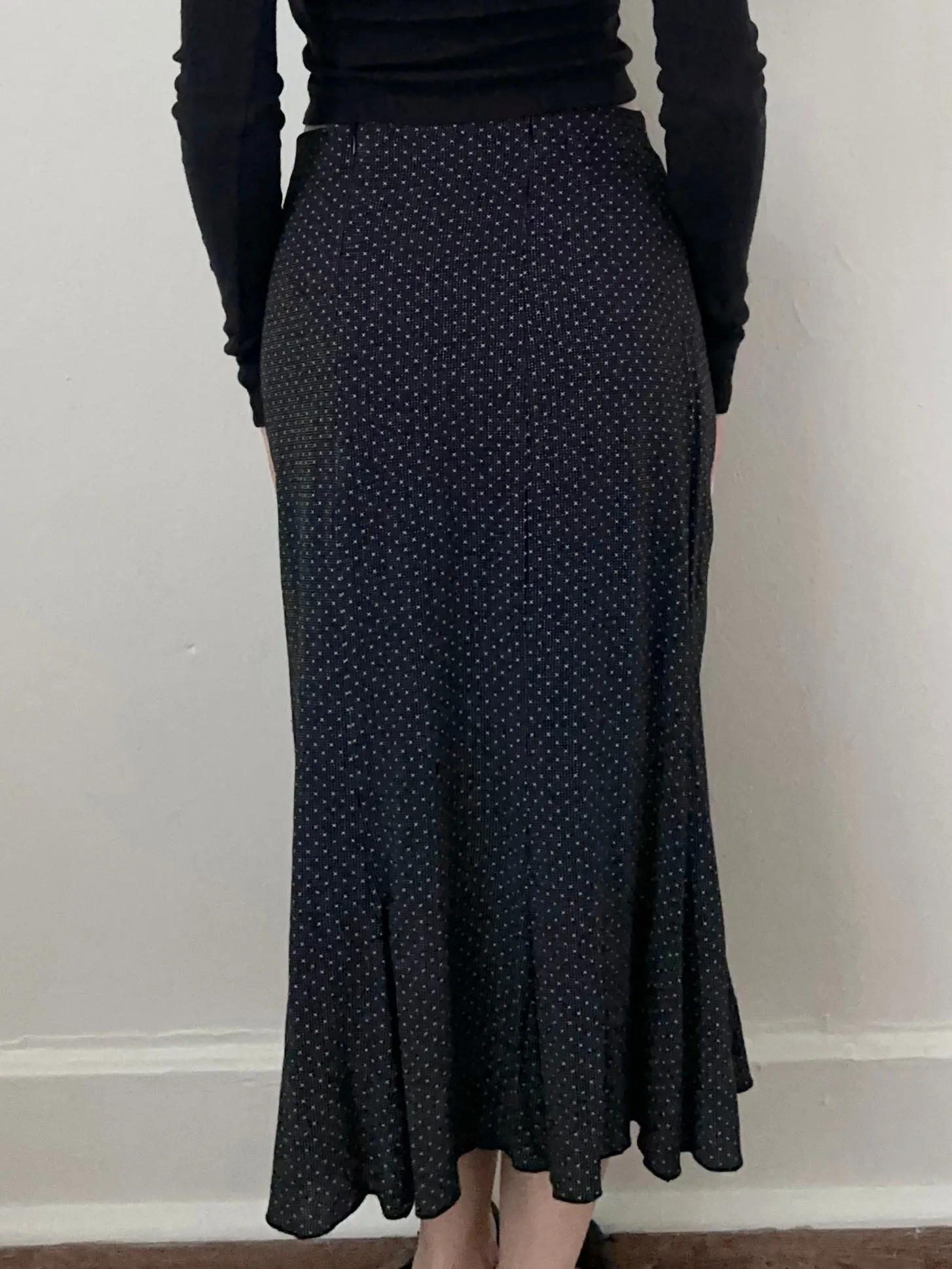 Vintage Italian Black Swiss Dot Skirt (M)