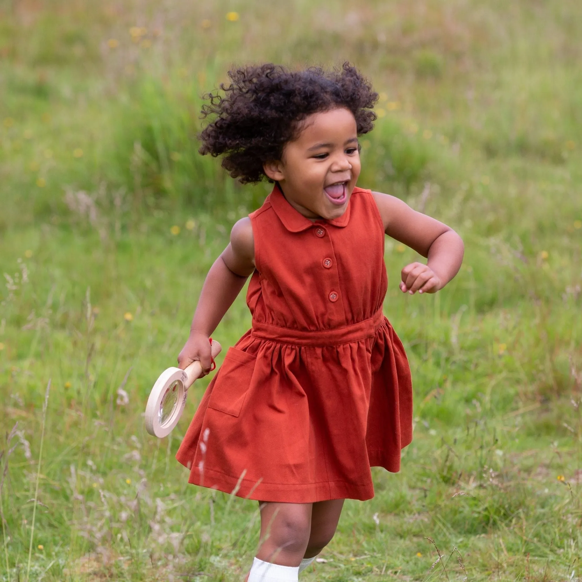 Walnut Pinafore Button Dress