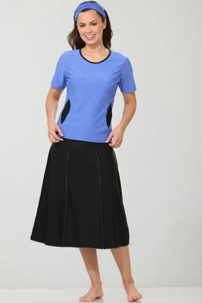 Waters Edge Hip Hiding Drop Waist Long Swim Skirt 27" (with attached leggings)-SALE