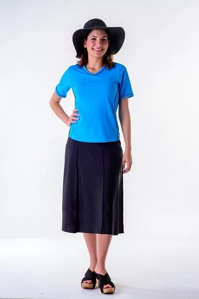 Waters Edge Hip Hiding Drop Waist Long Swim Skirt 27" (with attached leggings)-SALE