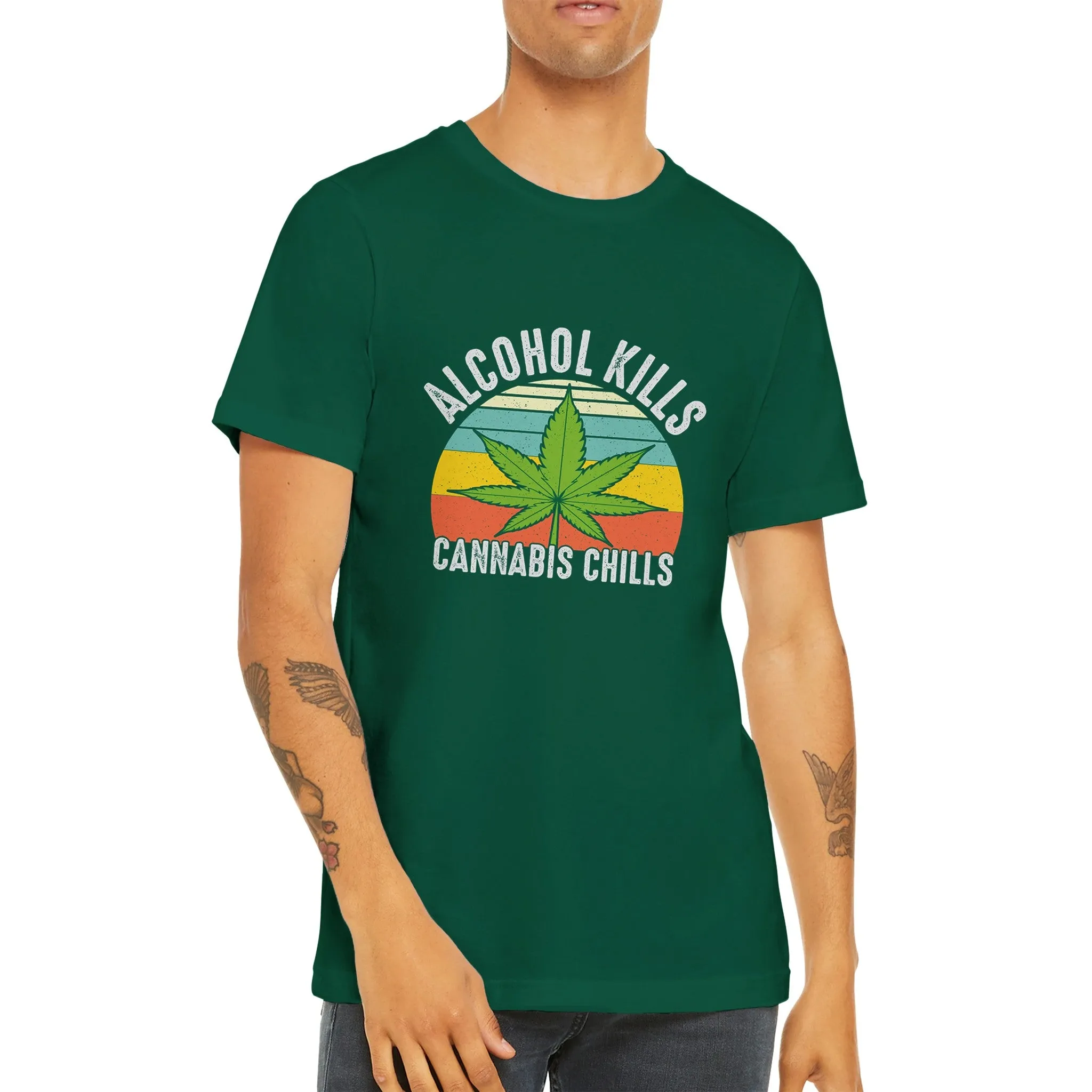 Weed T-shirt - Alcohol Kills, Cannabis Chills - Premium Unisex Crewneck T-shirt