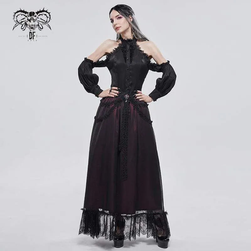 Women's Gothic Floral Lace Splice Layered Skirt