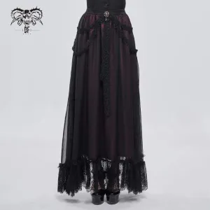 Women's Gothic Floral Lace Splice Layered Skirt