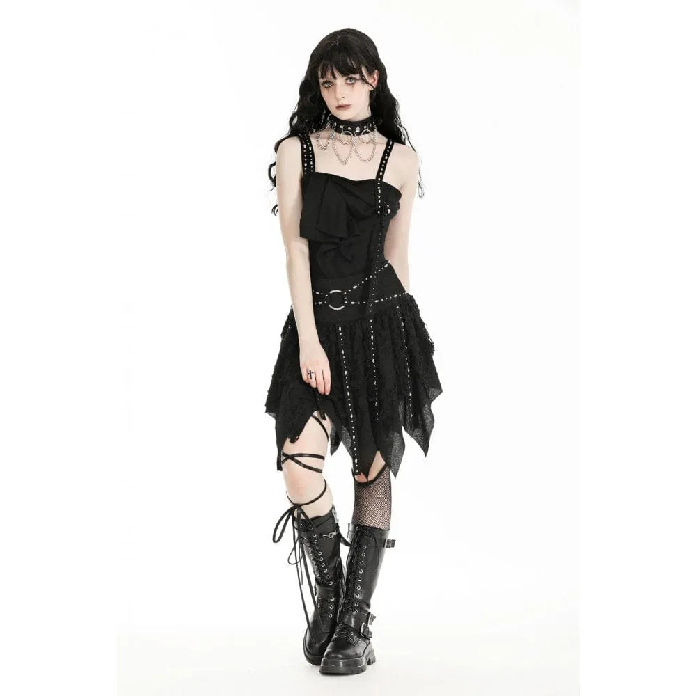 Women's Punk Irregular Ripped Strap Skirt