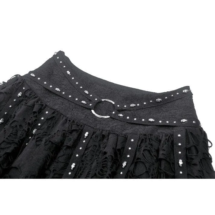 Women's Punk Irregular Ripped Strap Skirt