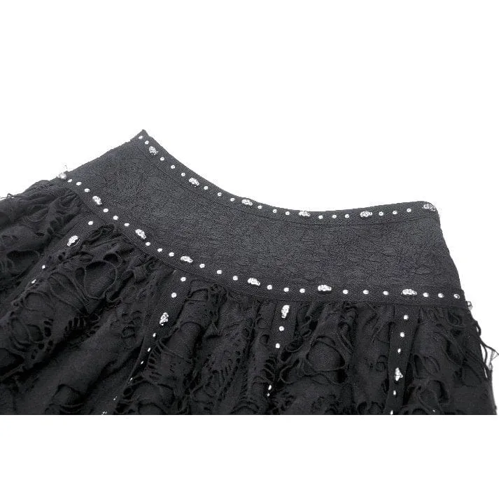 Women's Punk Irregular Ripped Strap Skirt