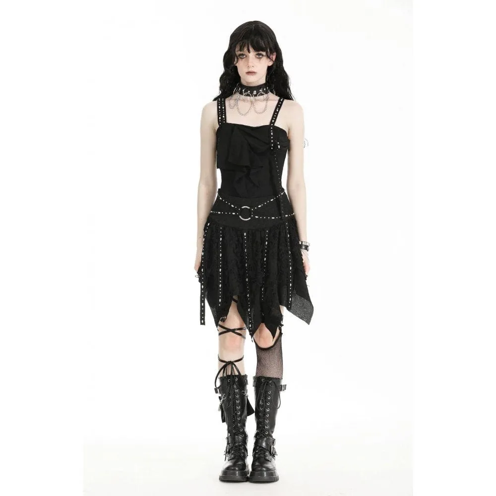 Women's Punk Irregular Ripped Strap Skirt