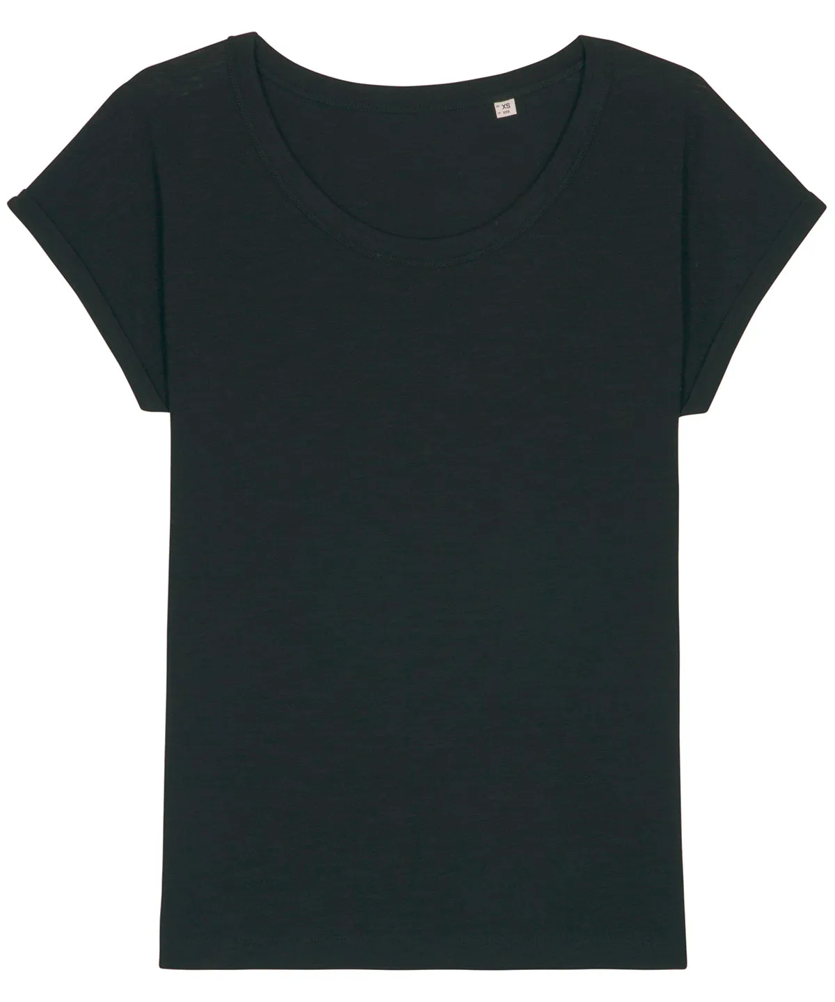 Womens Stella Rounders slub rolled sleeve slub t-shirt (STTW112) | Black