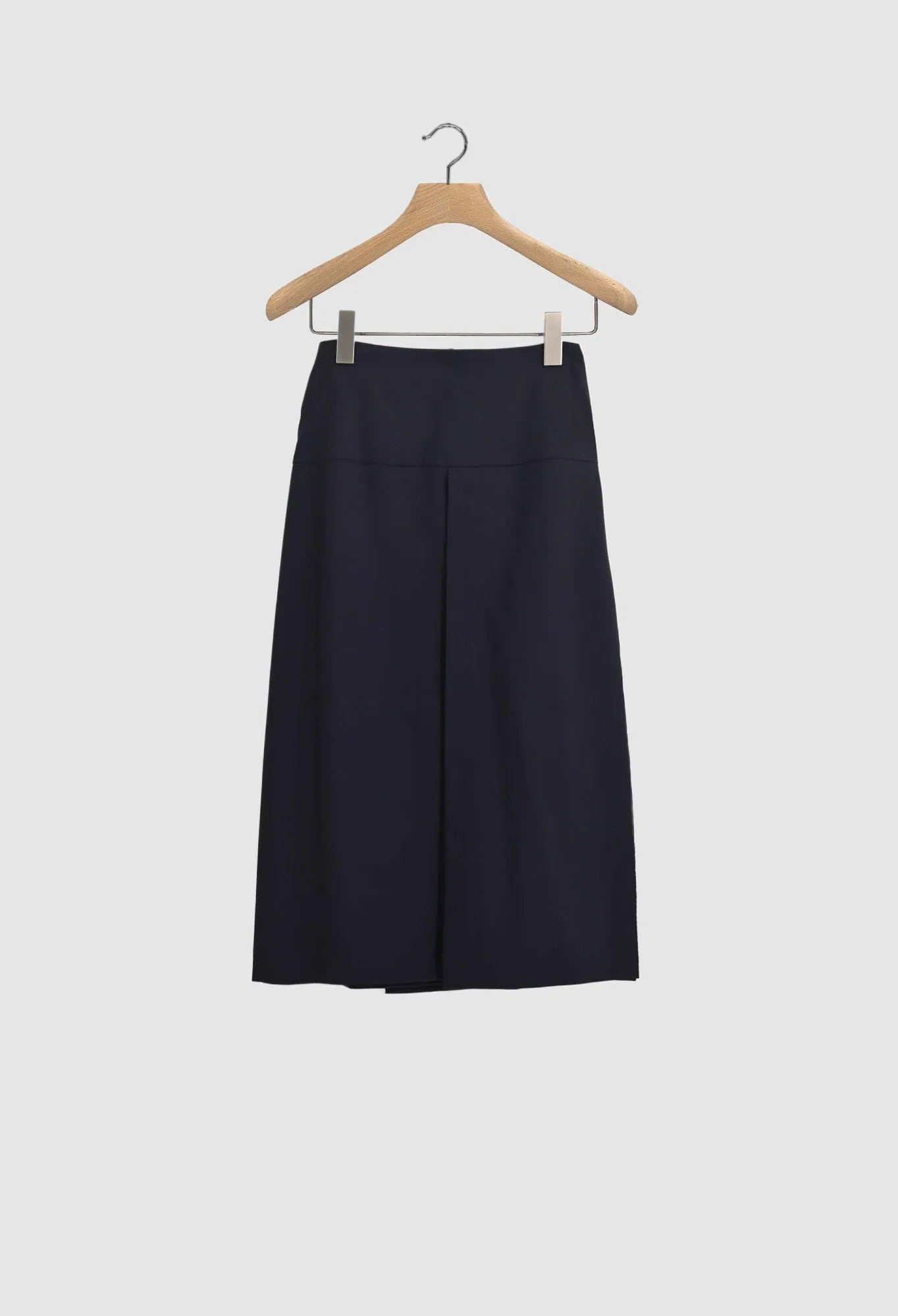 YASMIN - Wool Gabardine Layered Skirt in Navy